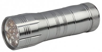 Фонарь светодиодный Трофи TM12, 1Вт, алюминий, ручной, 12 светодиодов, 3AAA, цвет: серый
