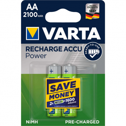 Аккумулятор AA Varta, R06-2BL, Rechargeable, 2100mAh, R2U, предзаряженные, (2/20/200)