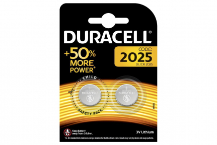 Батарейка Duracell CR2025-2BL, 3В, (2/20/200) (штучно!)