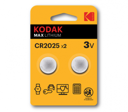 Батарейка Kodak CR2025-2BL, 3В, (2/60/240)