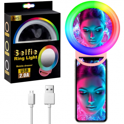 Подсветка Selfie USB RGB A4S, розовая