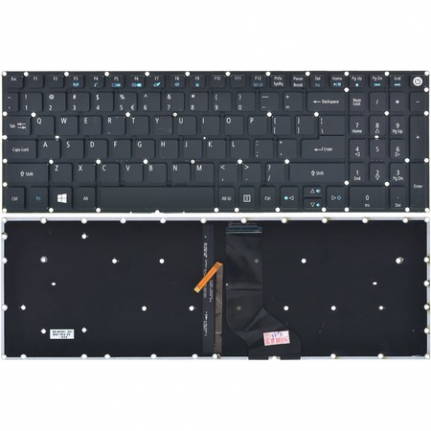Клавиатура для ноутбука Acer Aspire E5-573 Series. Плоский Enter. Черная, без рамки. С подсветкой. P
