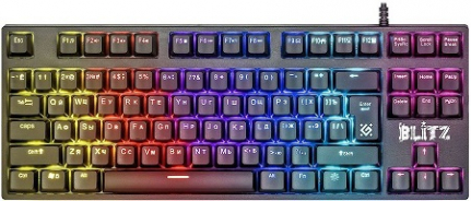 Клавиатура проводная Defender, Blitz, GK-240L, Rainbow, механическая, подсветка,USB, цвет: черный