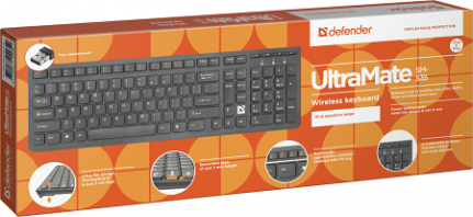Клавиатура беспроводная Defender, UltraMate, SM-535, мультимедийная, USB, цвет: чёрный