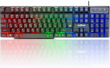 Клавиатура проводная Defender, Mayhem , GK-360DL, механическая, подсветка, USB, цвет: чёрный