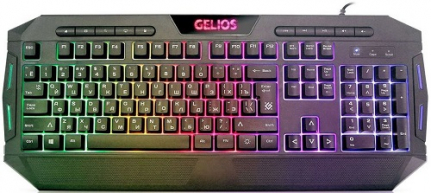 Клавиатура проводная Defender, Gelios, GK-174DL, мембранная, подсветка, USB, цвет: чёрный
