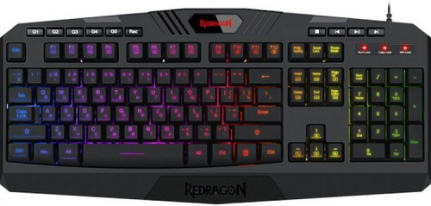 Клавиатура проводная Defender, Redragon, Harpe Pro, мембранная, кабель 1.8м , цвет: чёрный