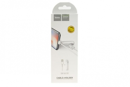 Кабель USB - Apple 8 pin HOCO X31, 1.0м, круглый, 2.1A, силикон, держатель настольный, цвет: белый