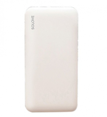 Внешний аккумулятор Xiaomi Power Bank SOLOVE, 10000 mAh, Type-C, 2 USB, с чехлом, бежевый (001M+)