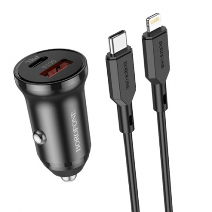 АЗУ 1 USB, Type-C Borofone BZ18A, кабель Type-C, Type-C, цвет: черный