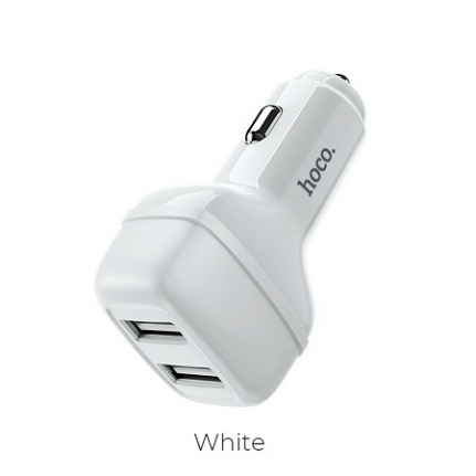 (!!!)АЗУ 2 USB HOCO, Z36, Leader, 2400mA, пластик, огнестойкий, цвет: белый