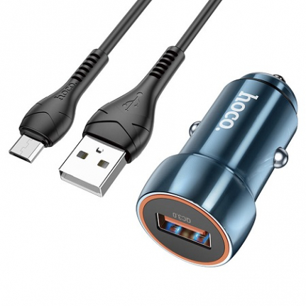 АЗУ USB HOCO Z46, Blue shield, QC, AFC, FCP, кабель USB - микро USB, 1.0м, цв