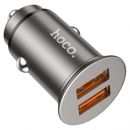 АЗУ 2 USB HOCO, NZ1, Developer, алюминий, QC3.0, кабель Type-C, черный