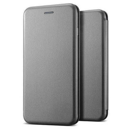 Чехол-книга для Xiaomi Redmi 8, кожа, с карманом, на магните, цвет: серый