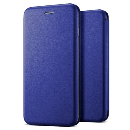 Чехол футляр-книга для Huawei P20, кожа, с карманом, на магните, цвет: синий