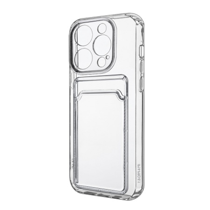 Чехол для iPhone 14 Pro, силикон прозрачный с кардхолдером