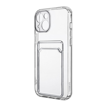 Чехол для iPhone 14 Plus, силикон прозрачный с кардхолдером