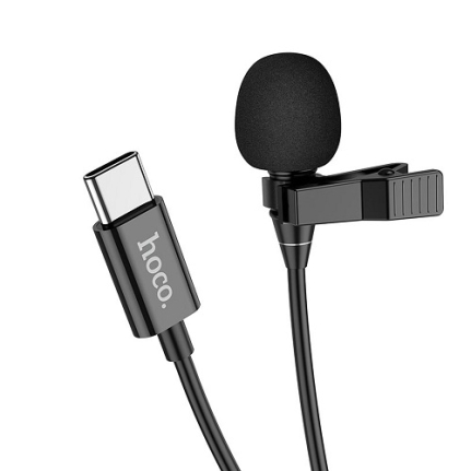 Микрофон петличный HOCO, L14, Lavalier, кабель Type-C, цвет: чёрный