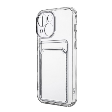 Чехол для iPhone 14 (6.1"), силикон прозрачный с кардхолдером