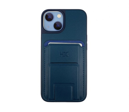 Чехол для iPhone 14 Plus Pocket case + подставка, синий