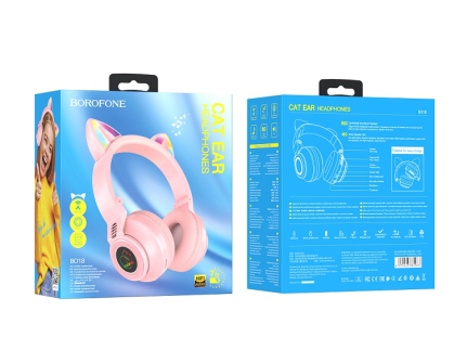 Наушники полноразмерные Borofone BO18 Bluetooth розовые