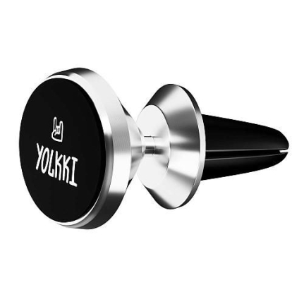 Автодержатель для телефона YOLKKI Travel на дефлектор (с магнитом, поворот 360) серебро