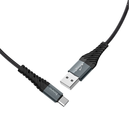 Кабель USB - Type-C HOCO X38 Cool, 1.0м, круглый, 3.0A, нейлон, цвет: чёрный