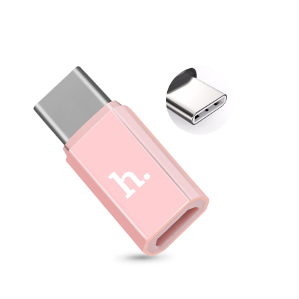 Переходник Type-C(m) - микро USB(f) HOCO, цвет: розовое золото