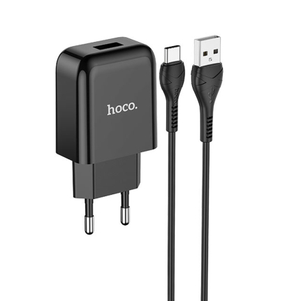 СЗУ 1 USB HOCO, N2, Vigour, 2100mA, кабель Type-C, X37 cool, черный