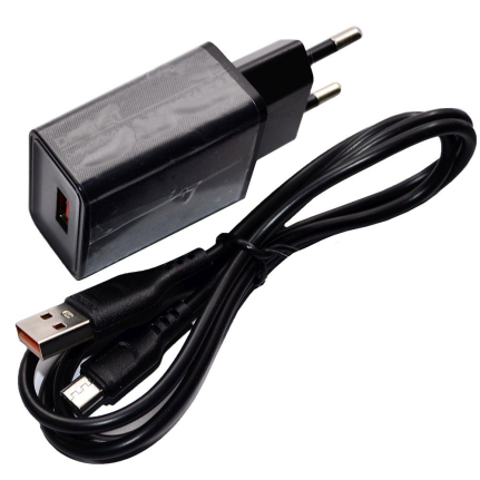 СЗУ DENMEN DC01V, кабель micro USB 2,4A, черный