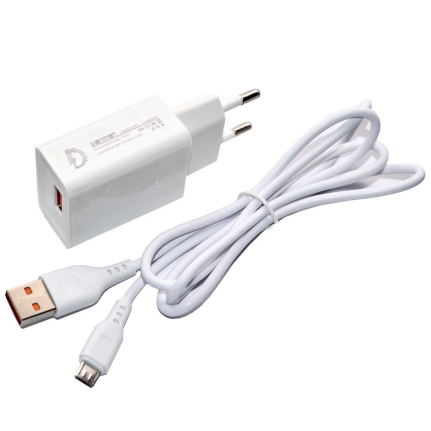 СЗУ DENMEN DC01V, кабель micro USB 2,4A, белый