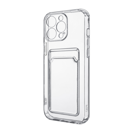Накладка силиконовая с кардхолдером и усиленными углами для Apple iPhone 13 Pro Max, прозрачная