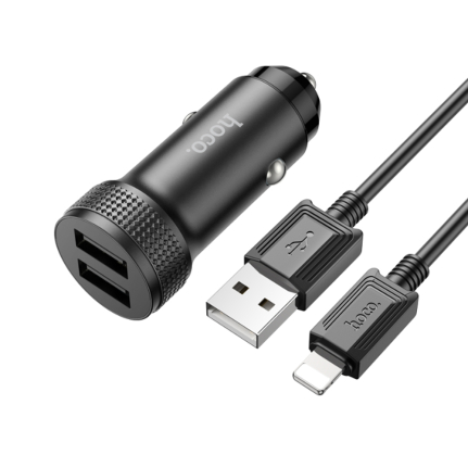 АЗУ 2 USB HOCO Z49, Level, кабель 8 pin, 1.0 м, цвет: черный