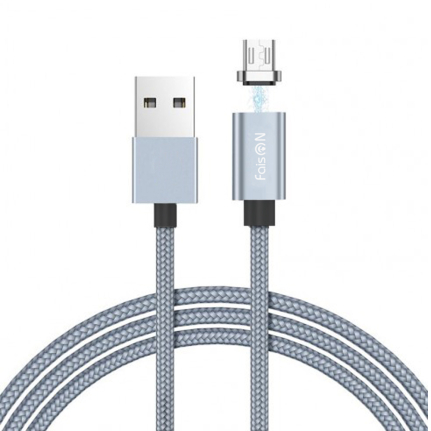 Кабель USB - микро USB FaisON HU40A Magnetic Adsorption, 1.0м, 2.1A, цвет: серый