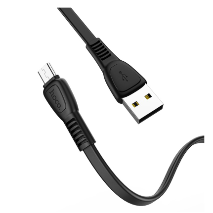 Кабель USB - микро USB HOCO X40 Noah, 1.0м, плоский, 2.4A, силикон, цвет: чёрный
