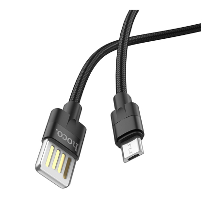 Кабель USB - микро USB HOCO U55 Outstanding, 1.2м, круглый, 2.4A, ткань, цвет: черный
