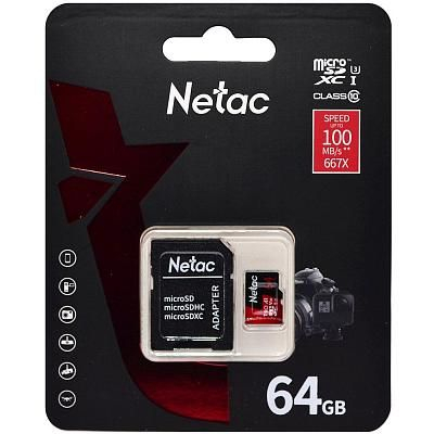 Карта памяти microSD 64Gb NETAC P500 Extreme Pro UHS-I A1 V30, class 10