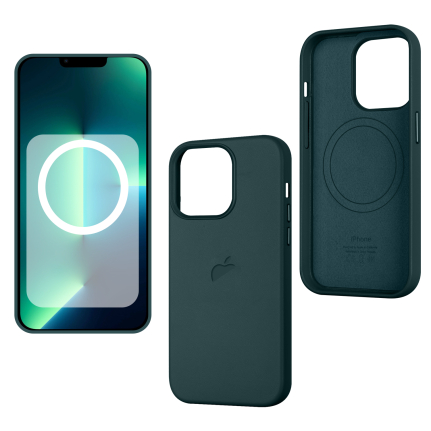 Чехол iPhone 13 Pro Leather Case 100% ORG Sequoia Green (MagSafe + анимация NFC) c LOGO