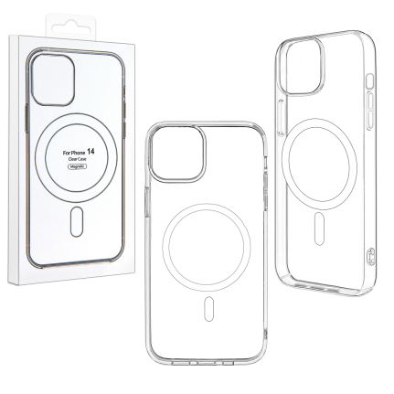 Чехол для iPhone 14 Clear Case (MagSafe) TPU+PC
