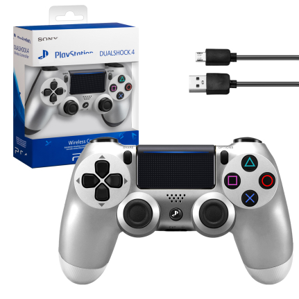 Джойстик PS4 DualShock беспроводной A, цвет: серебро (logo)