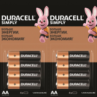 Батарейка AA Duracell LR6-16BL Basic 4*4, отрывные, (16/208/27456)