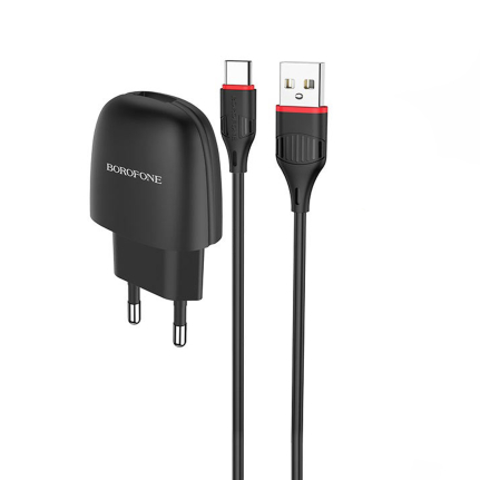 СЗУ 1 USB Borofone BA49A, Vast power, 2100mA, кабель Type-C, цвет: белый