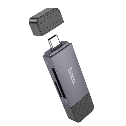 Картридер Hoco HB45 USB3.0/Type-C серый (MicroSD/SD)
