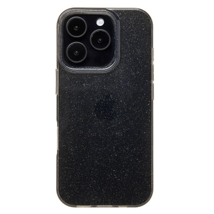 Чехол-накладка для iPhone 16 Pro силиконовый, прозрачный с блестками (black)