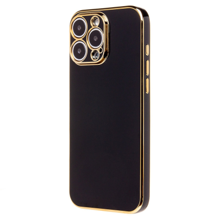 Чехол-накладка для iPhone 16 Pro (SC301), силиконовый, лакированный, с золотой окантовкой