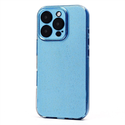 Чехол-накладка для iPhone 16 Pro силиконовый с блестками (light blue) (SC328)