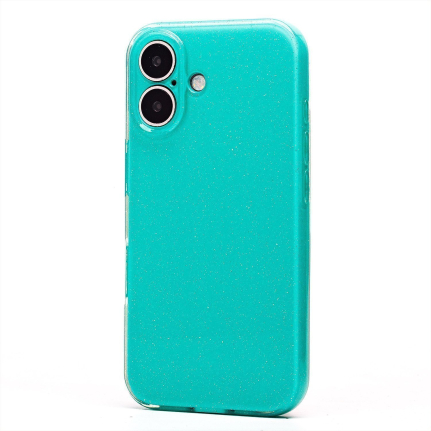 Чехол-накладка для iPhone 16 силиконовый с блестками (mint) (SC328)