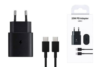 СЗУ Samsung 25W EP-TA800 Type-C + кабель Type-C (черный), без лого
