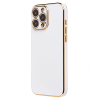 Чехол-накладка для iPhone 16 Pro (SC301), силиконовый, лакированный, с золотой окантовкой